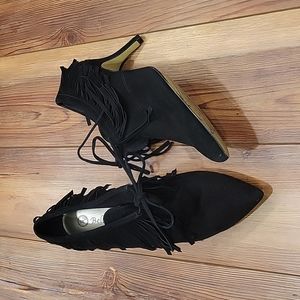Bella vita suede fringe heels